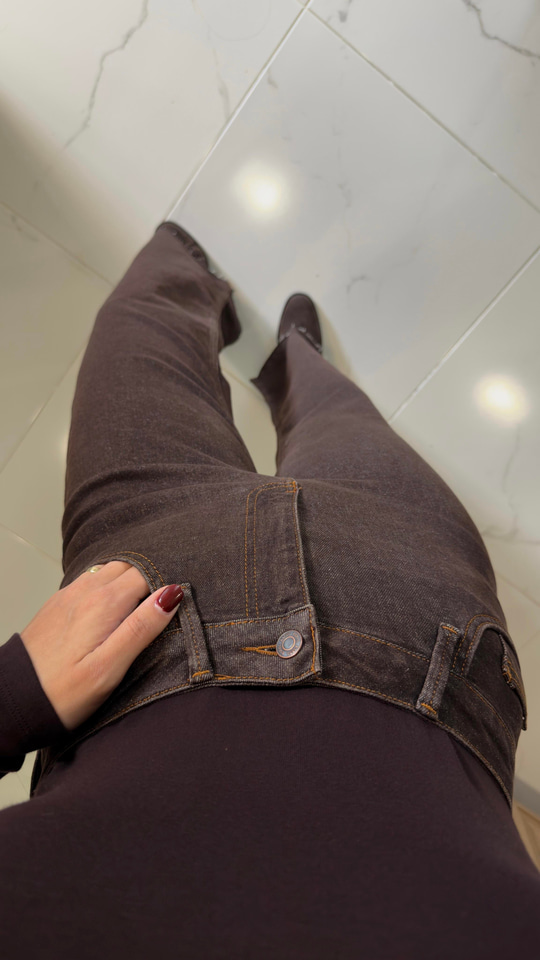 Hanna Kahve Push Up İspanyol Paça Jean