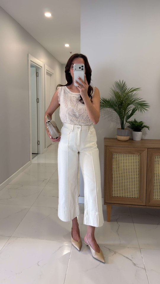 Heyra Ekru Önü Çımalı Jean