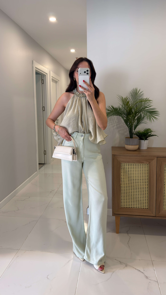 Hulle Mint Yeşil Tensel Palazzo Jean