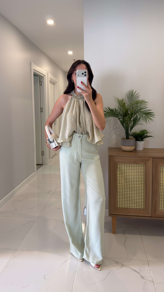 Hulle Mint Yeşil Tensel Palazzo Jean