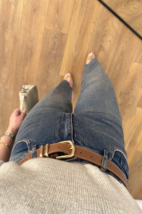 Jenka Koyu Lacivert Yıkama Kemer Detaylı Slim Fit Jean
