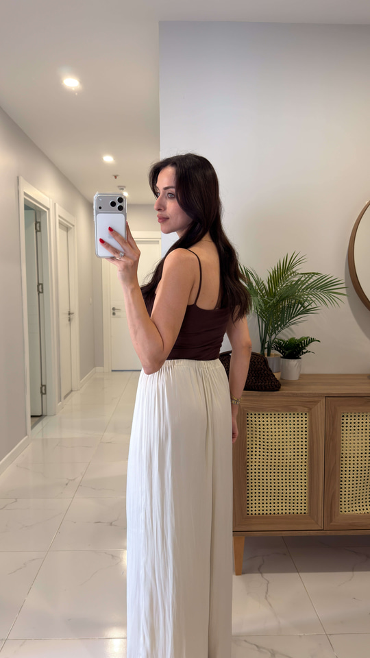 Jeran Kahve İp Askılı Crop