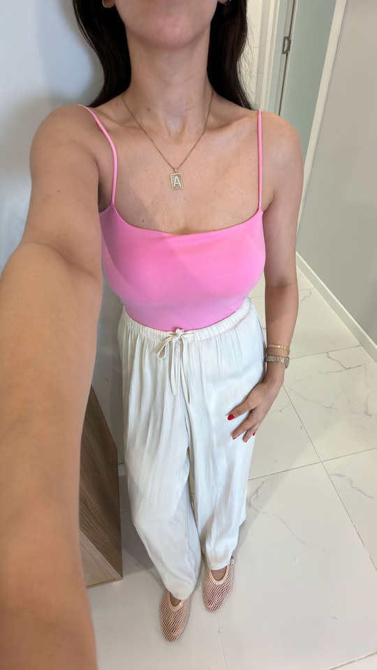Jeran Pembe İp Askılı Crop