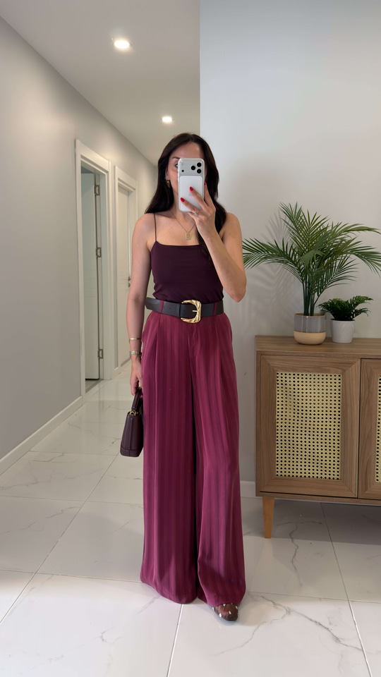 Jodes Bordo Kemerli Pantolon
