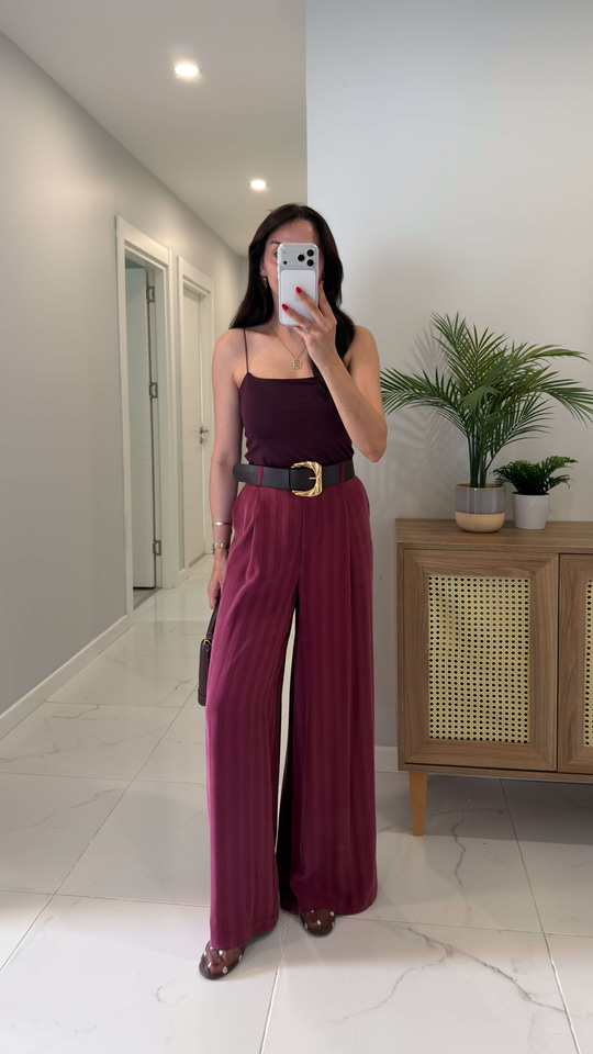 Jodes Bordo Kemerli Pantolon