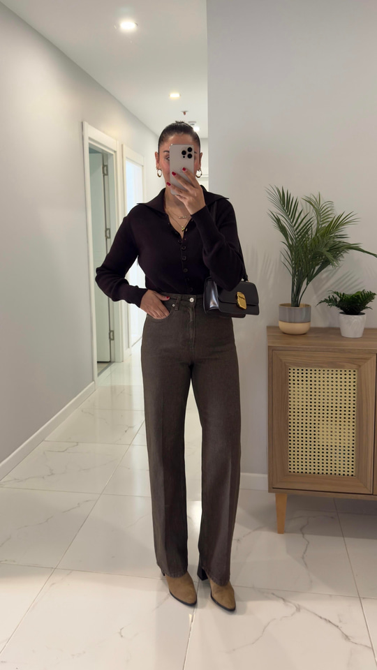 Juno Haki Tint Straıght Jean