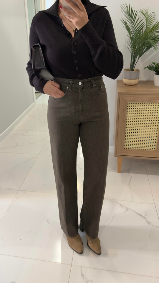 Juno Haki Tint Straıght Jean