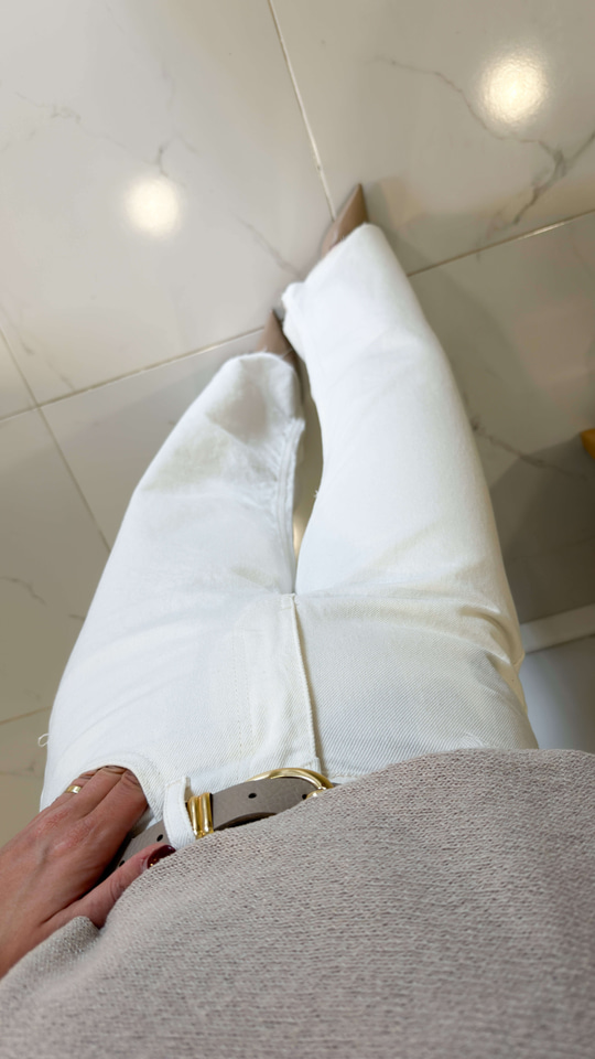 Kitras Ekru Kesik Paça  Wıde Leg Jean