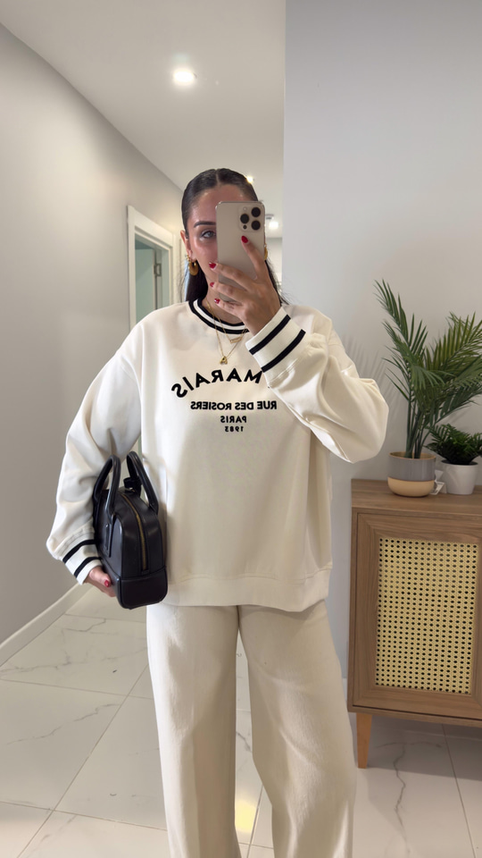 Lilium Ekru Le Marais Şerit Detaylı Sweatshirt