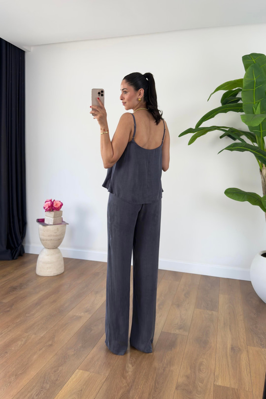 Loney İndigo Askı Ayarlanabilir Bluz Pantolon Takım