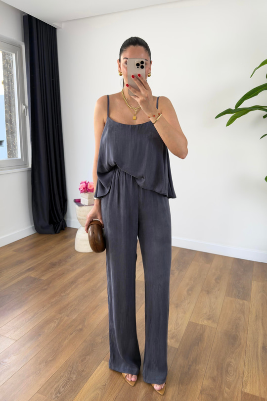 Loney İndigo Askı Ayarlanabilir Bluz Pantolon Takım