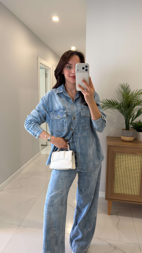 Loswe Mavi Gömlek Pantolon Denim Takım