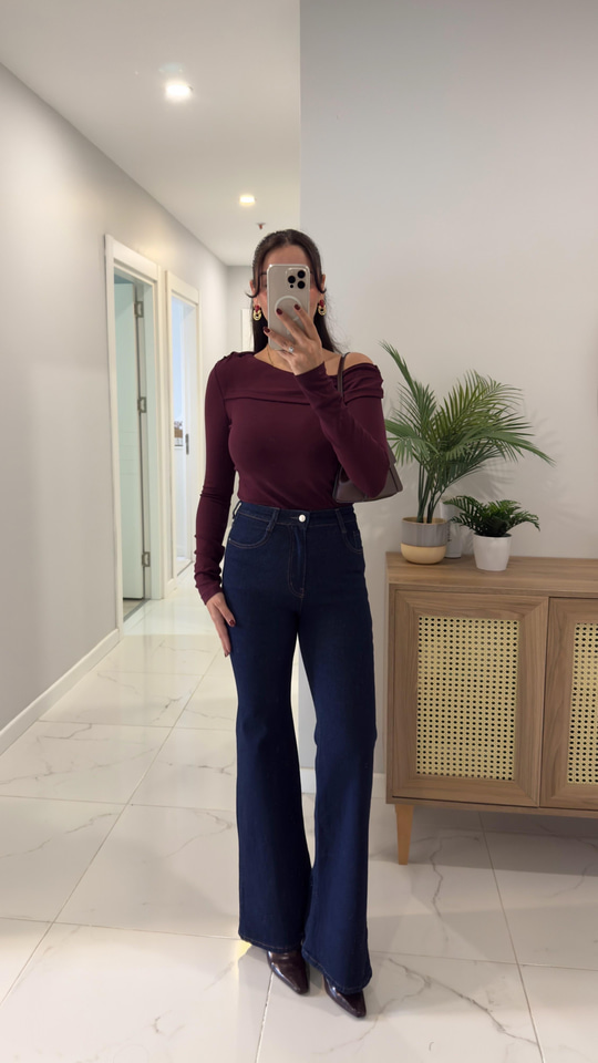 Lumiy Dark Blue İspanyol Paça Jean