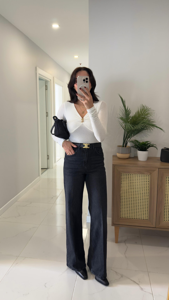 MD Cute Füme Wıde Leg Jean
