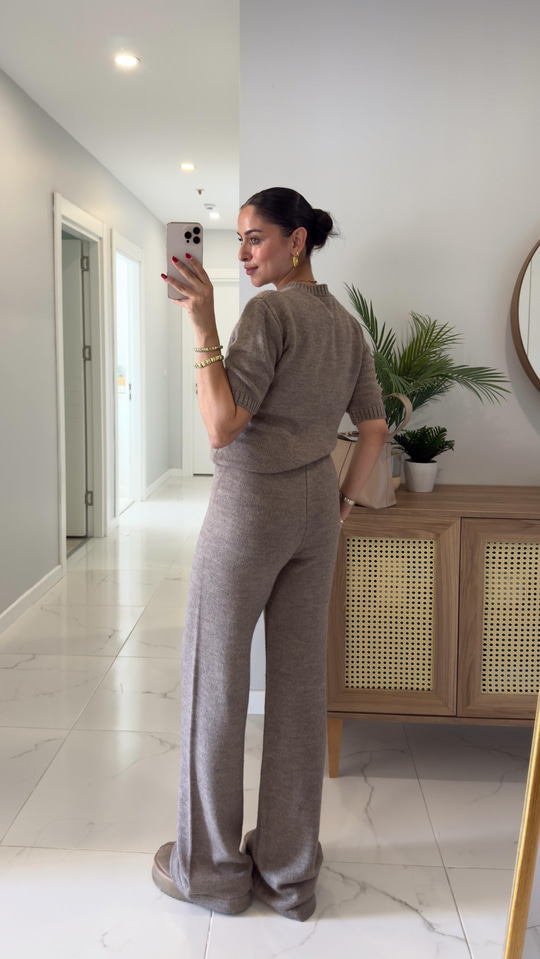 MD Emily Vizon Kısa Kol Triko Pantolon Takım