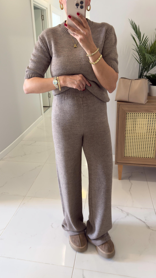 MD Emily Vizon Kısa Kol Triko Pantolon Takım