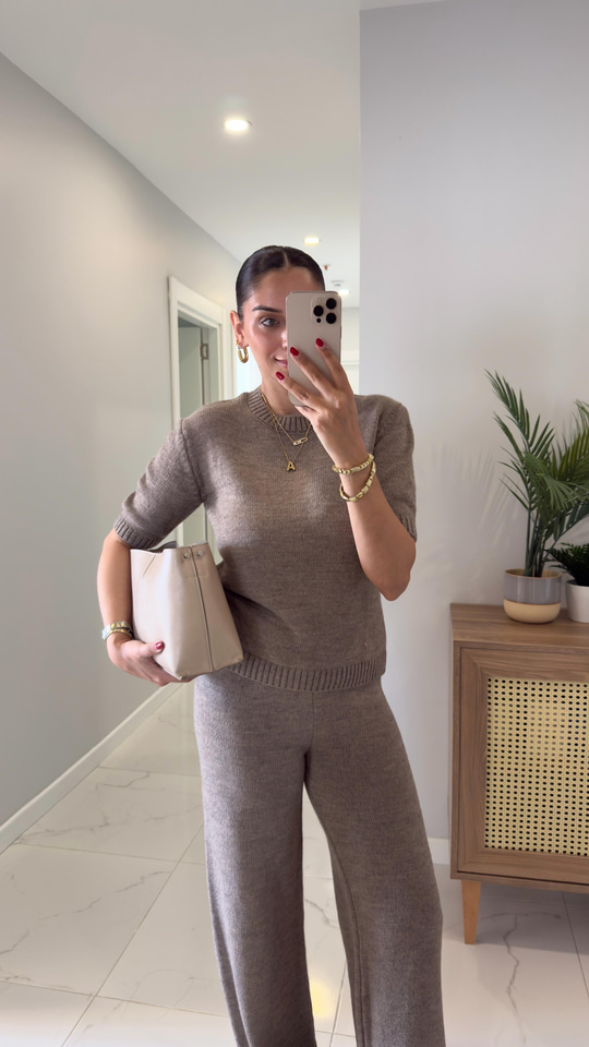 MD Emily Vizon Kısa Kol Triko Pantolon Takım