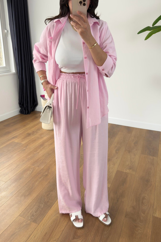 MD Hunaya Pembe Tensel Gömlek Pantolon Takım