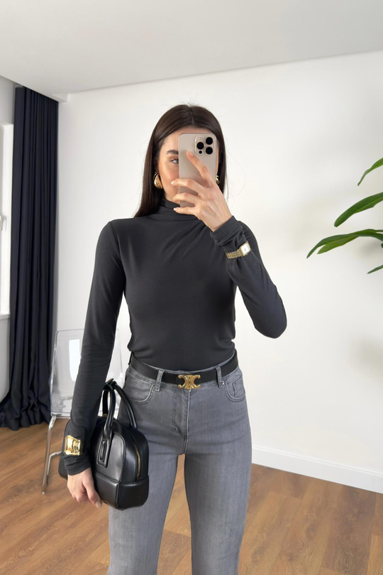 MD Tersa Antrasit Balıkçı Yaka Bluz