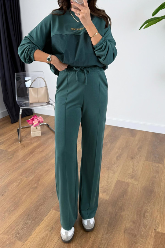 Nadia Petrol Mavi Paraşüt Kumaş Sweat-Pantolon Modal Takım