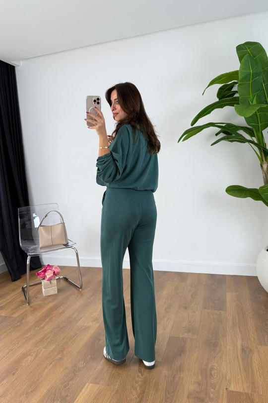 Nadia Petrol Mavi Paraşüt Kumaş Sweat-Pantolon Modal Takım