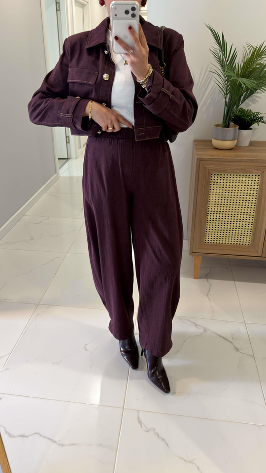 Nelda Mürdüm Kot Ceket Pantolon Takım