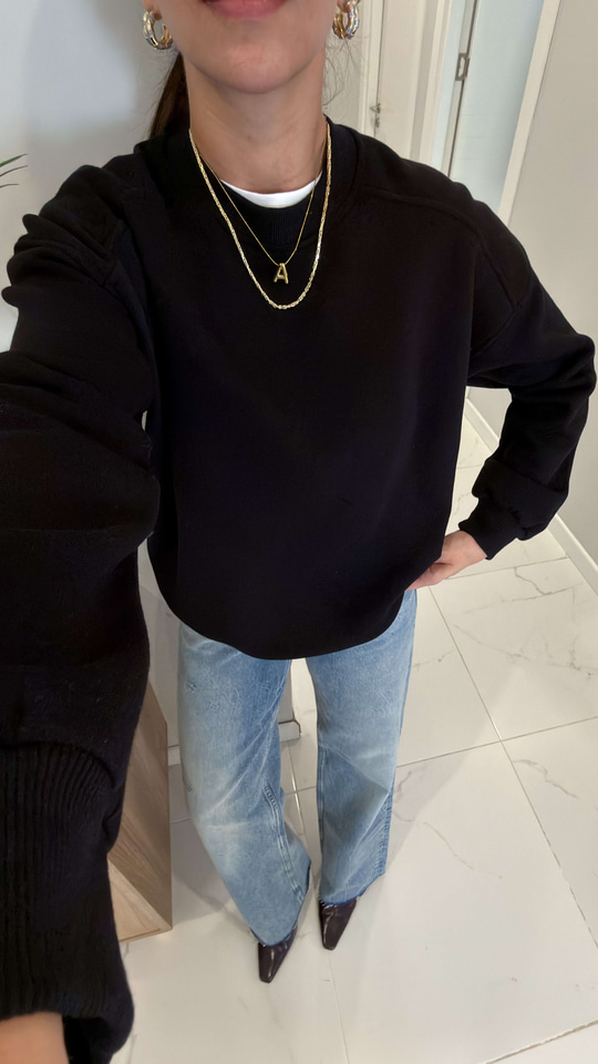 Nendy Siyah Şardonlu Basic Sweat