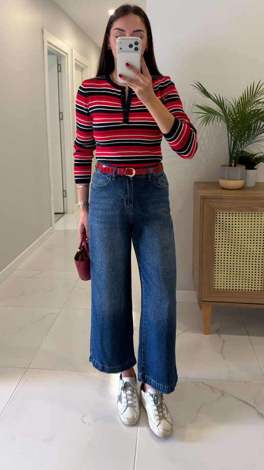 Niolsa Lacivert Kemerli Jean