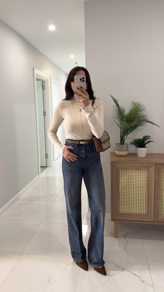 Noni Koyu Mavi Kar Yıkama Wıde Leg Jean