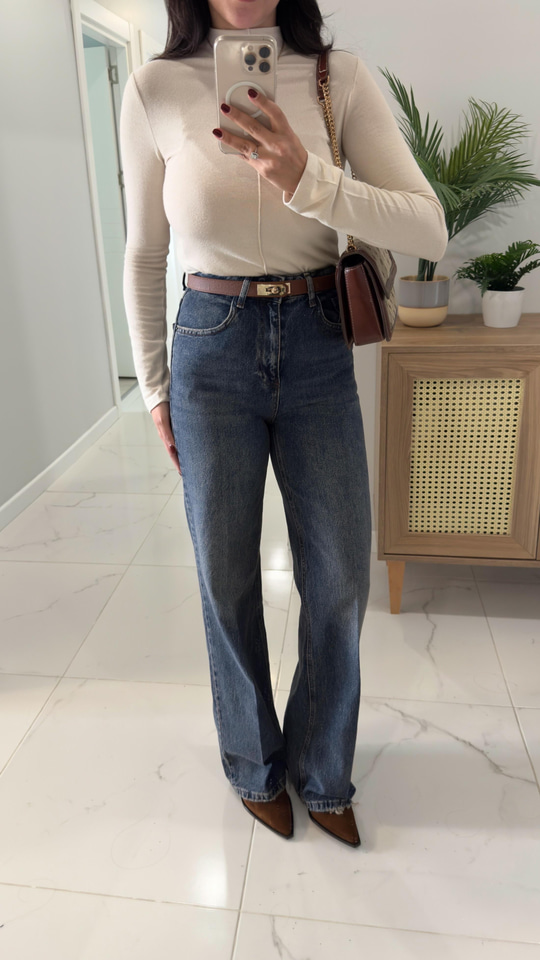 Noni Koyu Mavi Kar Yıkama Wıde Leg Jean