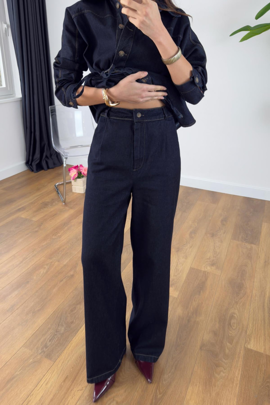 Nusla Dark Blue denim Pantolon Ceket Takım