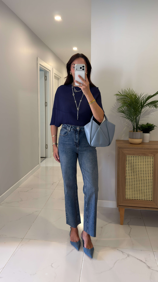 Nutre Koyu Ton Kar Yıkama Boy Fit Kesik Paça Jean