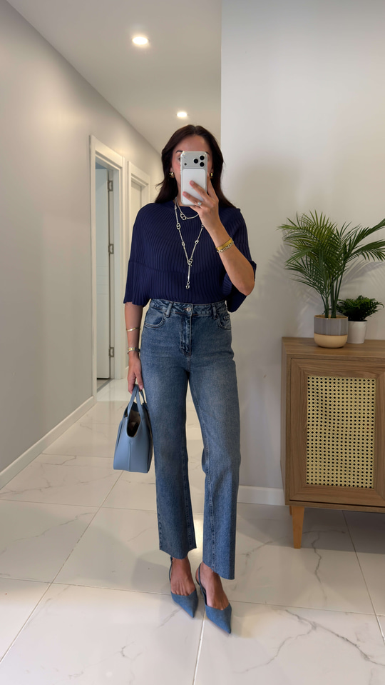 Nutre Koyu Ton Kar Yıkama Boy Fit Kesik Paça Jean
