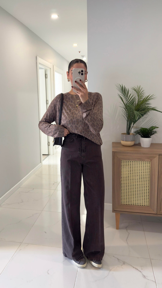 Olwen Acı Kahve Straight Jean
