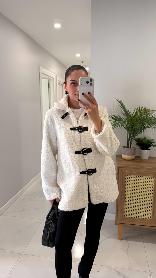 Paris Ekru Peluş Ceket