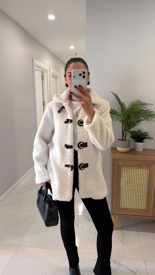 Paris Ekru Peluş Ceket