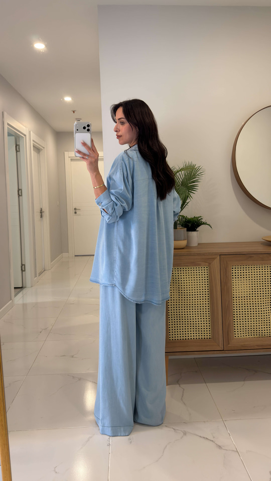 Patika Mavi Gömlek Pantolon Denim Takım