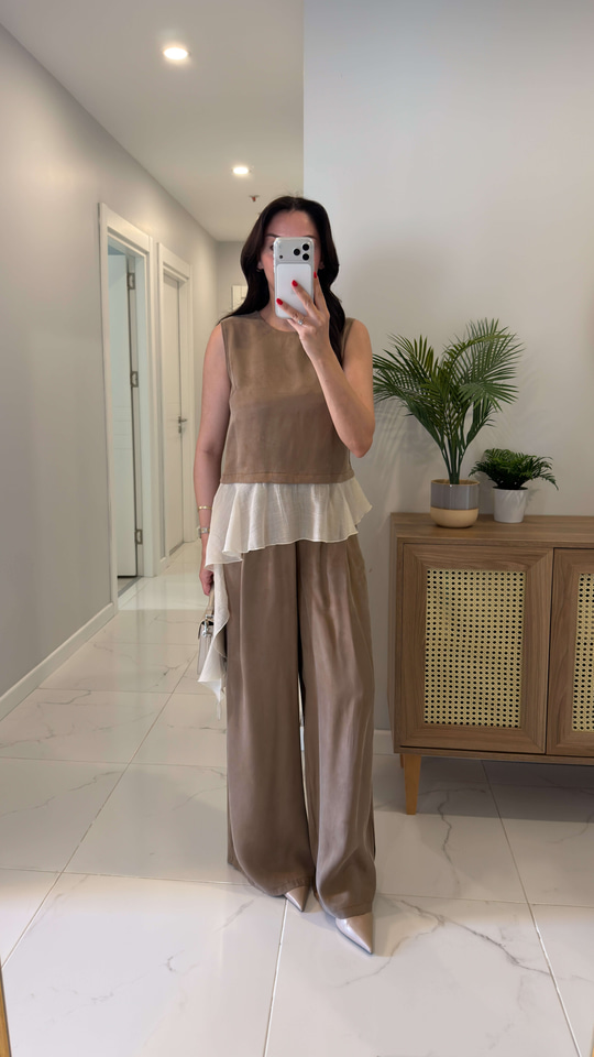 Petriz Bronz Garnili Bluz Pantolon Takım