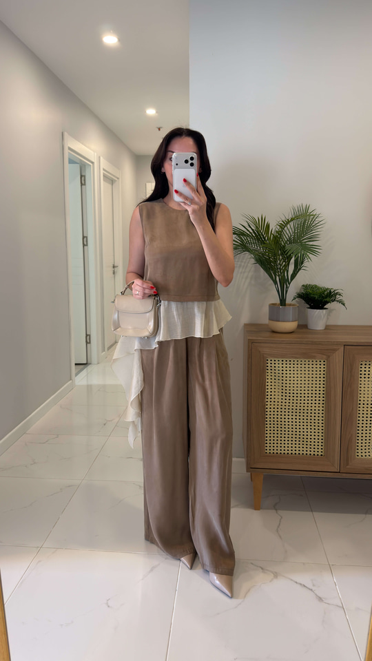 Petriz Bronz Garnili Bluz Pantolon Takım
