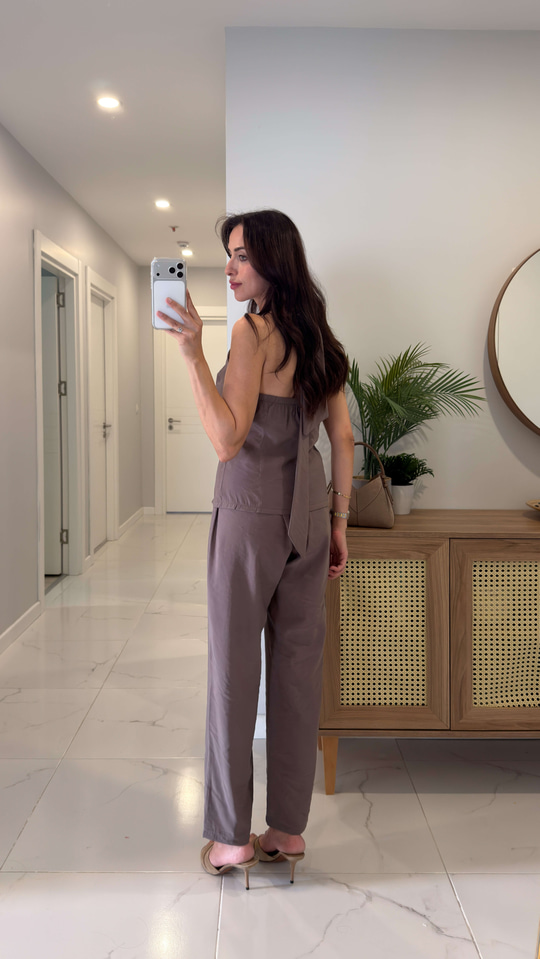 Pihola Vizon Halter Yaka Yelek Pantolon Takım