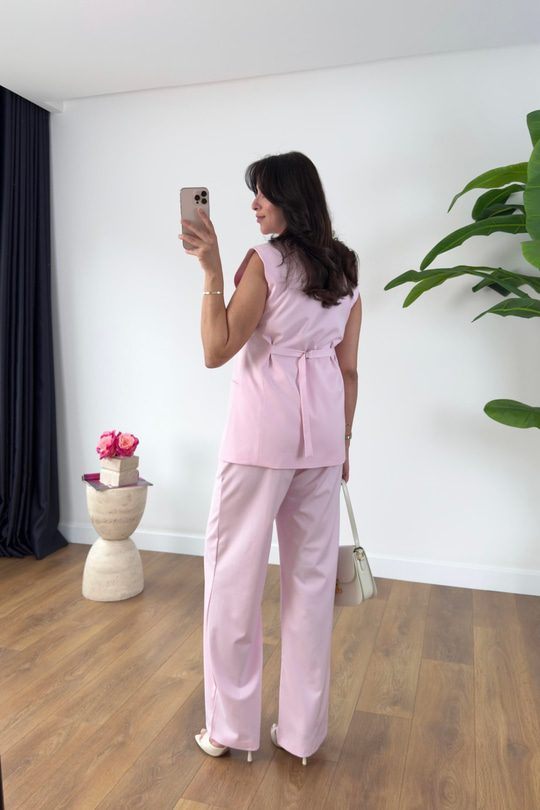 Remy Pembe Yelek Pantolon Takım