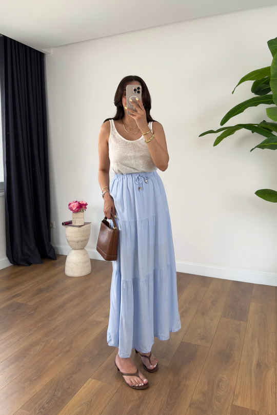 Rodi Bebe Mavi Boncuk Detaylı Astarlı Etek