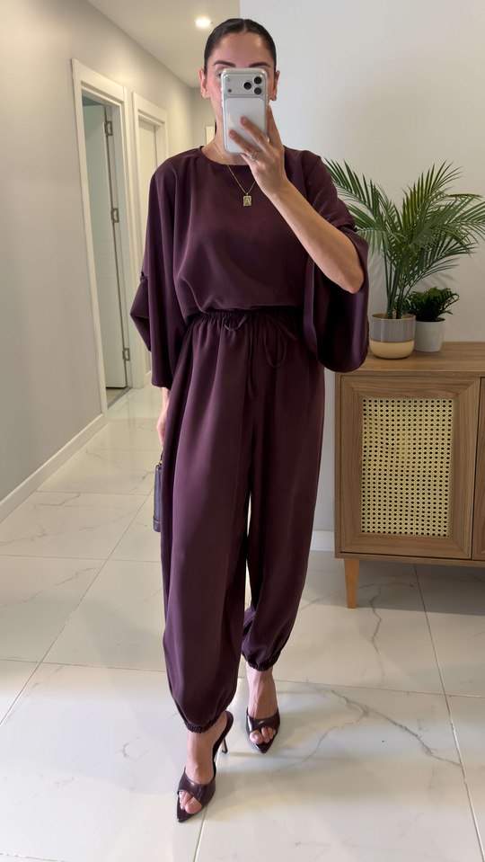 Sanira Mürdüm Bluz Şalvar Pantolon Takım