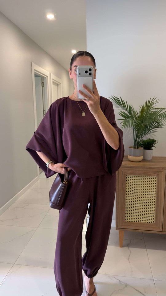 Sanira Mürdüm Bluz Şalvar Pantolon Takım