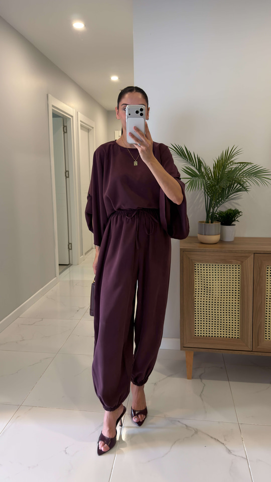 Sanira Mürdüm Bluz Şalvar Pantolon Takım