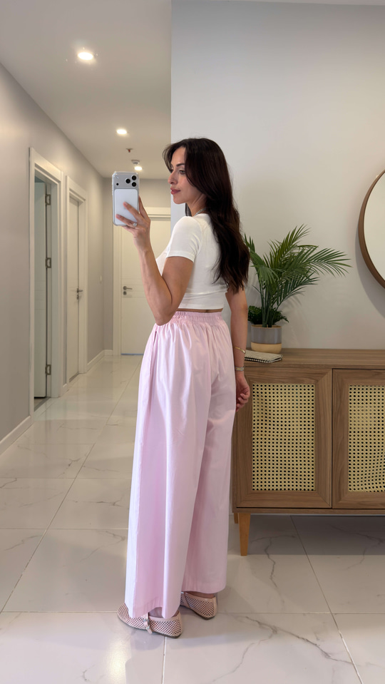 Sanne Pembe Bol Paça Pantolon