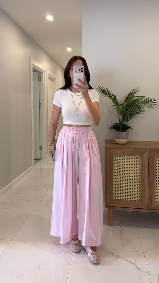 Sanne Pembe Bol Paça Pantolon