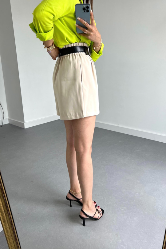 Taş Rengi Premium Palazzo Şort