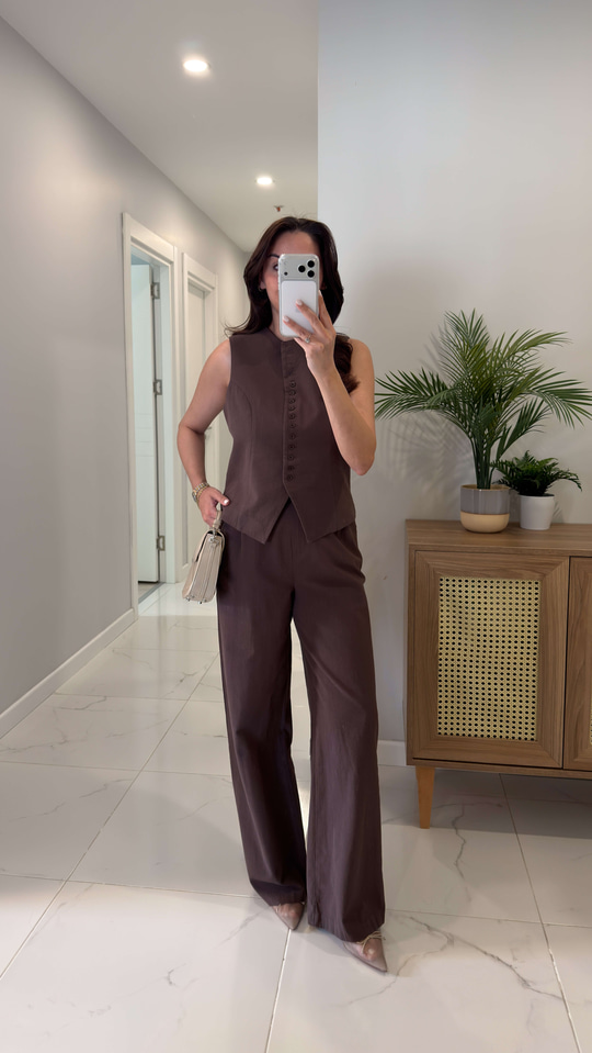 Sowes Kahve Yelek Pantolon Takım
