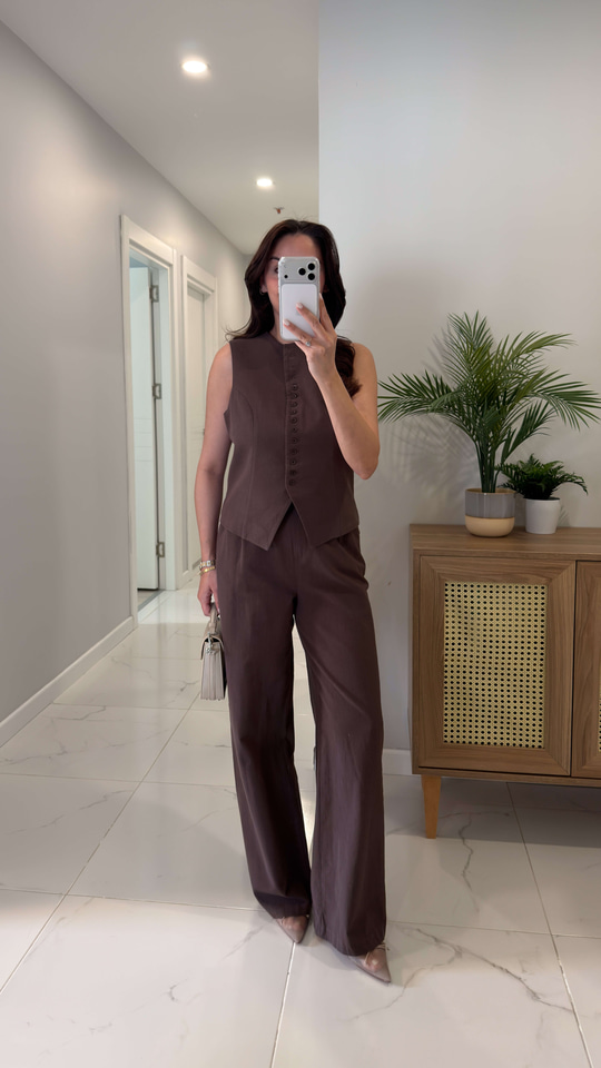 Sowes Kahve Yelek Pantolon Takım
